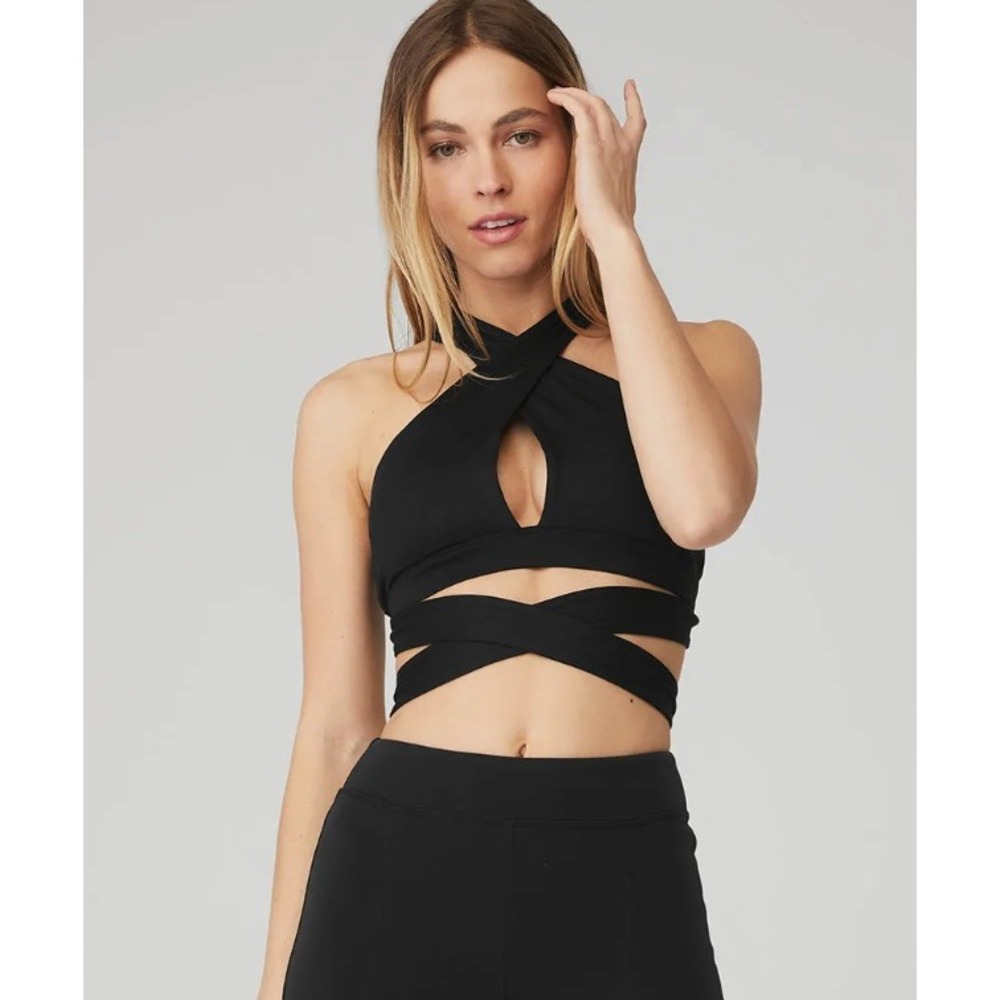 Alo Yoga Alosoft Switch It UpMulti-Way Wrap Bra in Black sz M